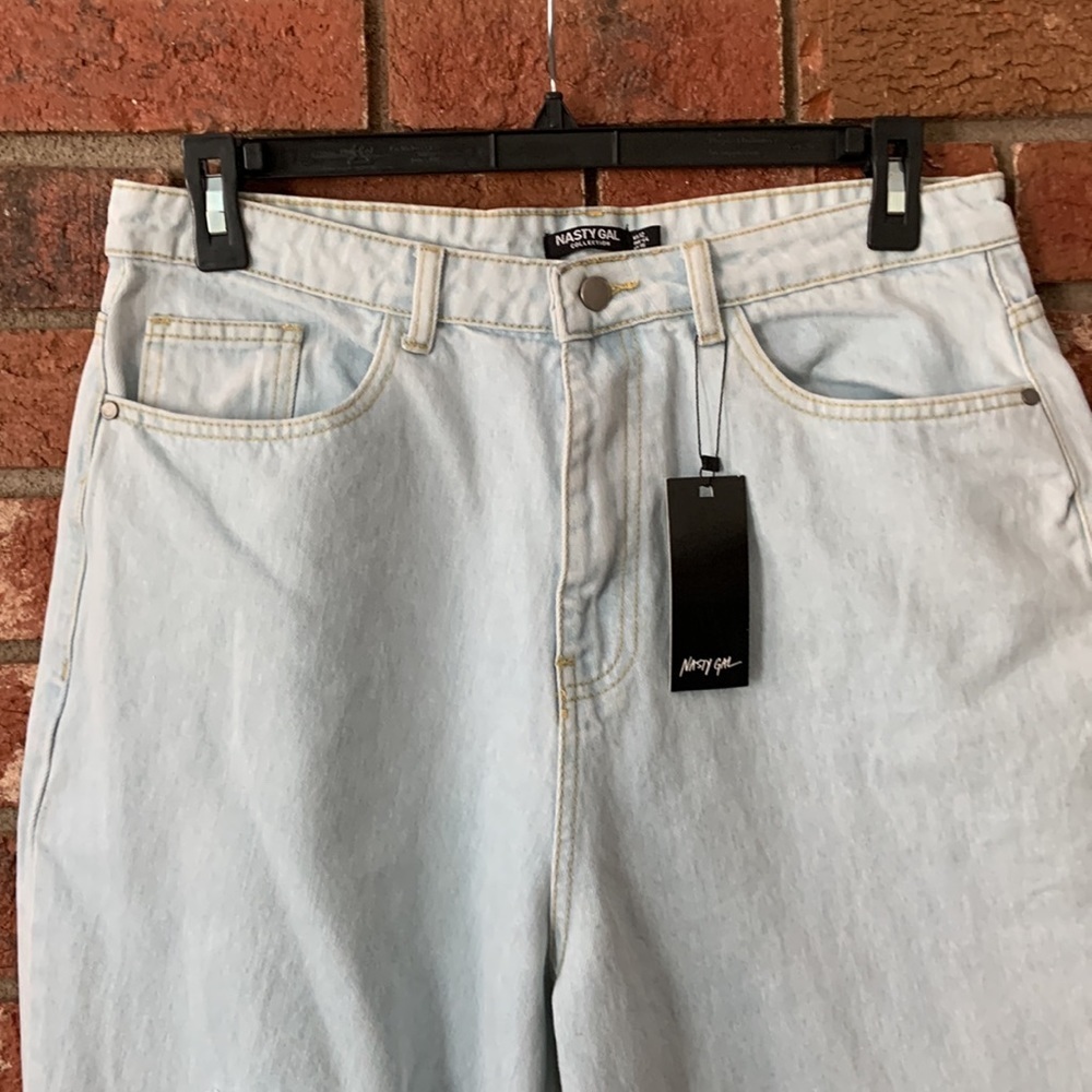 Nasty Gal Distressed Light Wash Slouchy Jeans - Picture 2 of 6